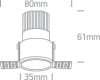 10103BTR / W / W fehér LED 3W WW 36DEG 350MA IP20 Sötét Light Trimless