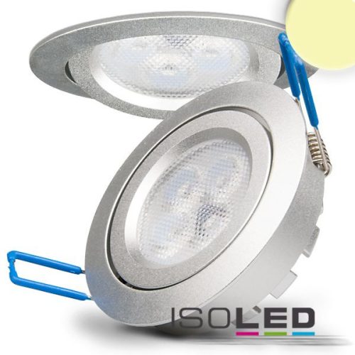 LED süllyesztett szpotlámpa, ezüst, 8W, 72°, meleg fehér, dimmelheto