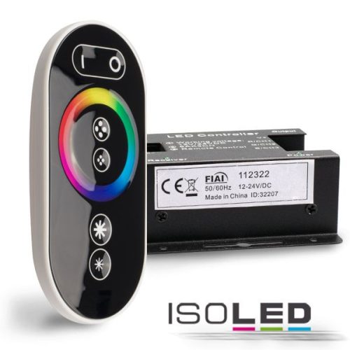 Wireless Touch RGB rádiós vezérlo, lapos távirányítóval,  12,4 GHz, 12-24V DC  3x6 A