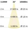 FastFix LED S modul 1,5 m, 25-75 W, 4000 K, 25° bal, 1-10 V dimmelheto