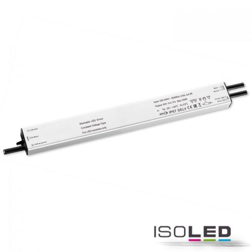 LED PWM transzformátor 24V/DC, 0-100W, vékony, Push/Dali-2 dimmelheto, IP67, SELV