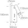 65746a / b / w Fekete LED 3W WW IP20 100-240V USB 2A