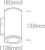 67138 / B / W Fekete COB LED 2x6W WW IP54 230V