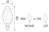 DAYLIGHT ITALIA E14 LED COG TORTIGLIONE  4W 2700K Üveg