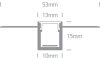 7901tr / al Alu Trimless profil 2m 10 mm-es csíkokhoz + PC OPAL DIFF