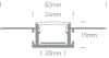 7904tr / al Alu Trimless profil 2m 20 mm-es csíkok + PC opál diff