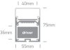 7906D / AL ALU felületi profil 2m 40 mm-es szalagokhoz + PC OPAL DIFF