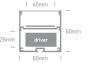 7910A / AL ALU felületi profil 2m 45 mm-es szalagokhoz + PC OPAL DIFF