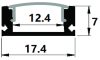 Avide Alu Profil "U" 17.4x7mm Falon kívüli - Áttetsző búrával 1m