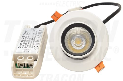 Tracon Beépíthető álmennyezeti LED lámpatest, forgatható 200-240VAC, 10 W, 800 lm, 4000 K, IP40, EEI=A