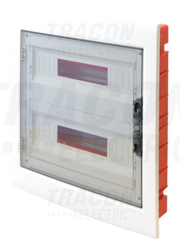 Tracon Süllyesztett elosztódoboz, füstszínű-sík ajtóval, NPE nélkül 2×18 (36) modul, IP40, (H×W×D=480×440×90mm)