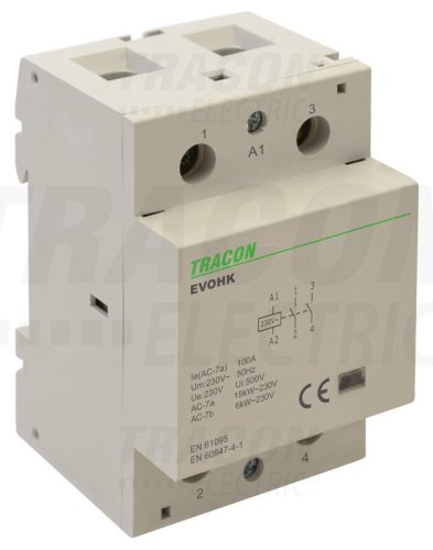 Tracon Installációs kontaktor 230V, 50Hz, 3 Mod, 2×NO, AC1/AC7a, 100A,