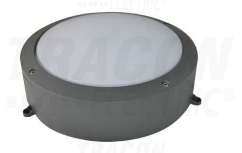 Tracon Védett fali LED lámpatest, porszórt, szürke 100-240 VAC; 40 W; 3000 lm; D=276 mm, 4000 K; IP65, EEI=A