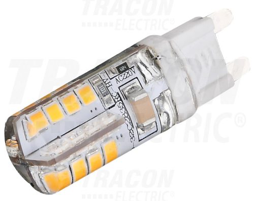 Tracon Szilikon házas LED fényforrás 230 VAC, 3 W, 2700 K, G9, 180 lm, 360°, EEI=A+