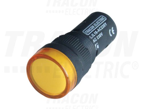 Tracon LED-es jelzőlámpa, sárga 12V AC/DC, d=16mm