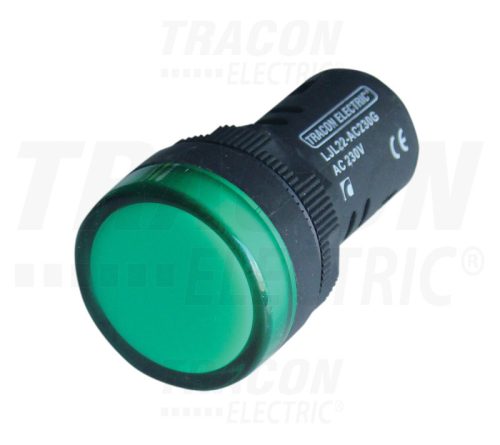 Tracon LED-es jelzőlámpa, zöld 230V DC, d=22mm