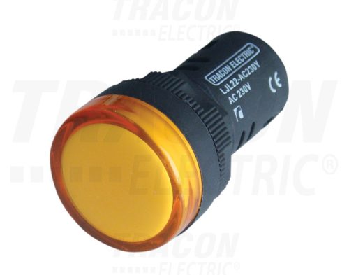 Tracon LED-es jelzőlámpa, sárga 12V AC/DC, d=22mm