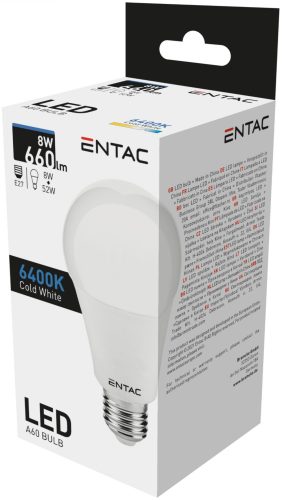 Entac LED Globe E27 8W CW 6400K