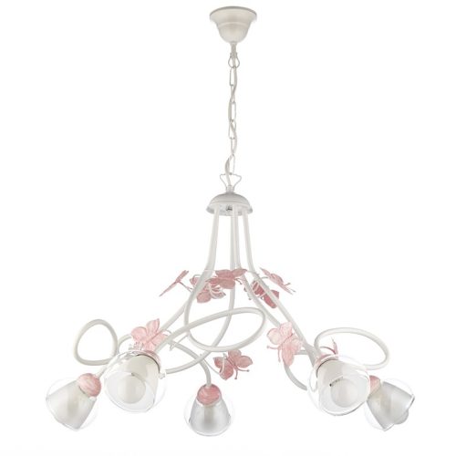 ONLI LAMPADARIO BUTTERFLY BIANCO/ROSA 5 LUCI 4924/5