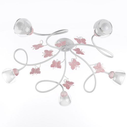 ONLI PLAFONIERA BUTTERFLY BIANCO/ROSA 5 LUCI 4924/PL5