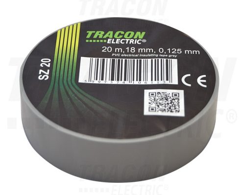 Tracon Szigetelőszalag, szürke 20m×18mm, PVC, 0-90°C, 40kV/mm