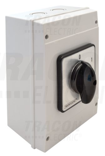 Tracon Tokozott kézikapcsoló, BE-KI 400V, 50Hz, 125A, 3P, 30kW, 88×88mm, 90°, IP65