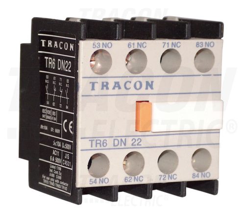 Tracon Homlokoldali segédérintkező TR1D/F és TR1E kontaktorokhoz 230V, 50Hz, 2A, 4×NC